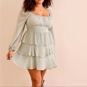 NEW Arula Sage Green Floral Mini Dress Plus Size 0X, 1X and 2X Available NWT